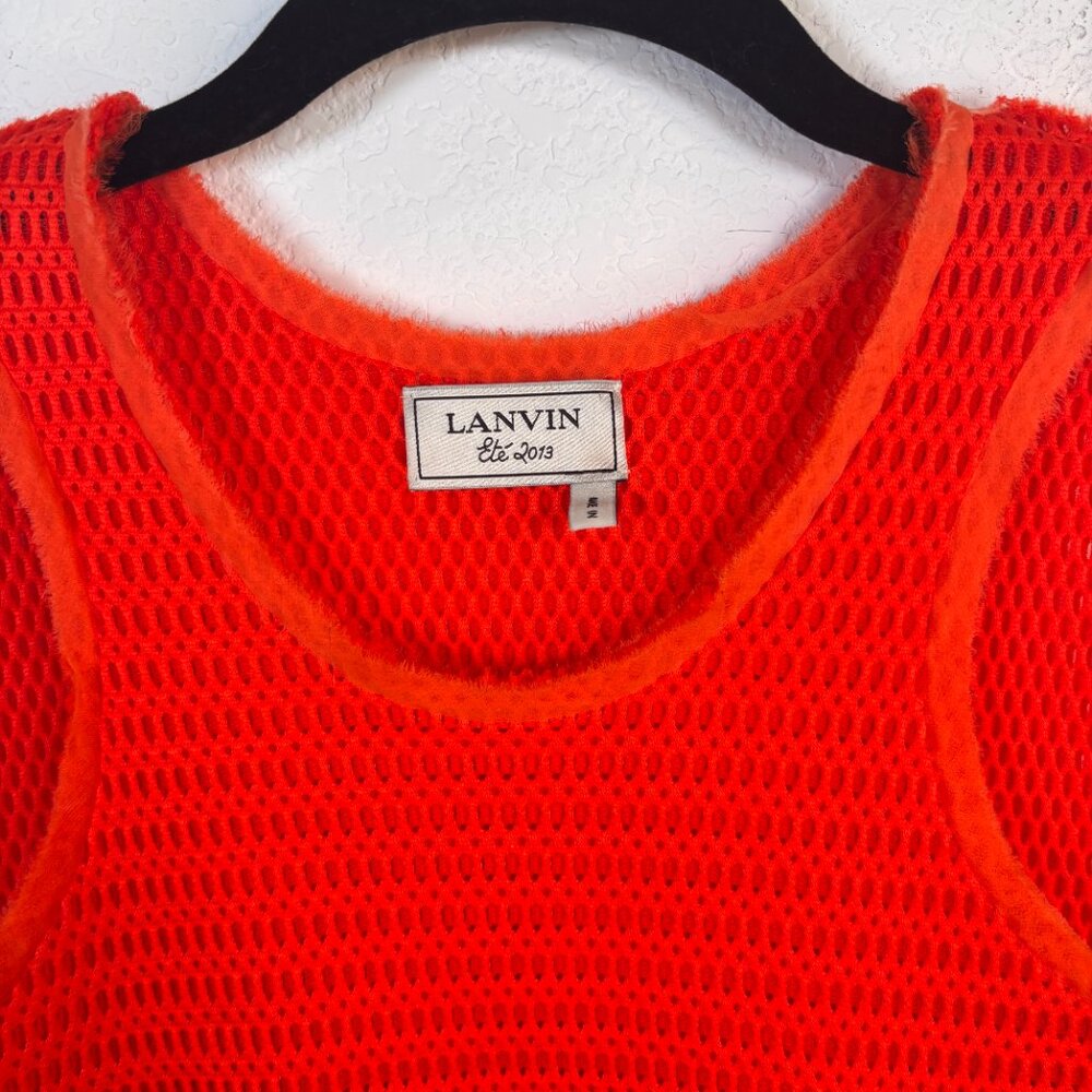 Lanvin Orange Resort Collection Semi-Sheer Scuba Mesh Tank Bodycon Dress Size 38 - Picture 4 of 4